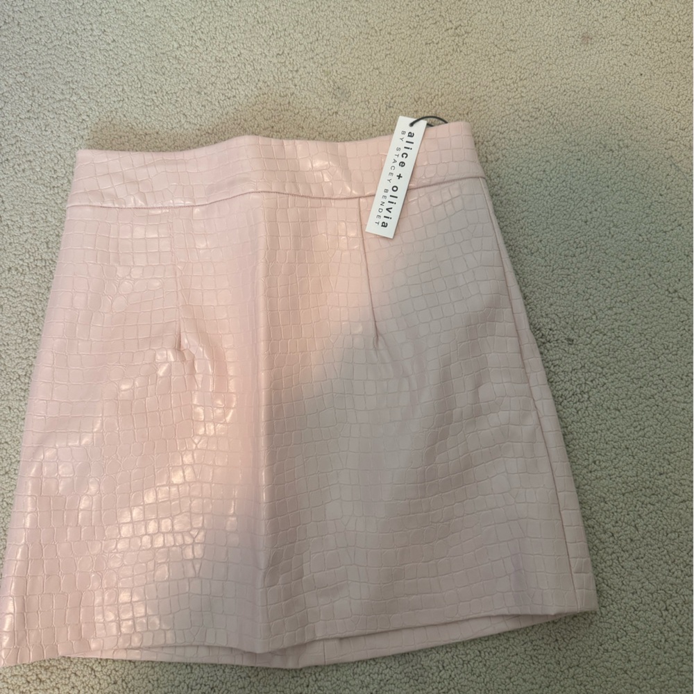 NWT A& O Blush Pink Croc-Embossed Skirt